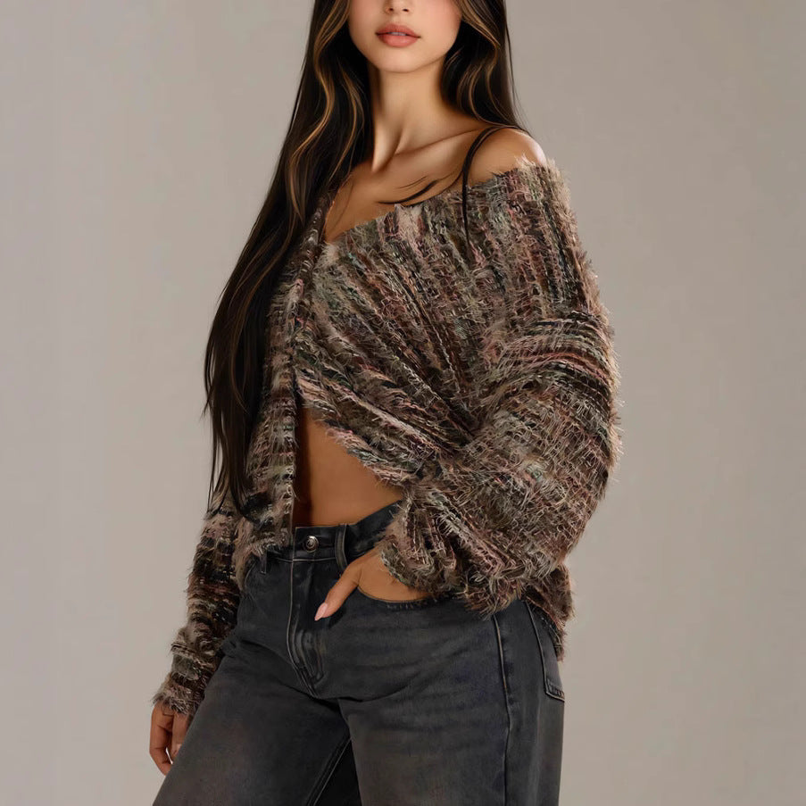 Ladies Plush Pullover with Deep V-neck and Loose Fit Lune London