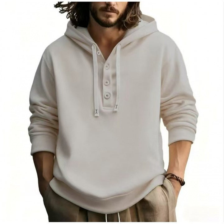 Men's hooded sweatshirt with button placket Chic & Stil