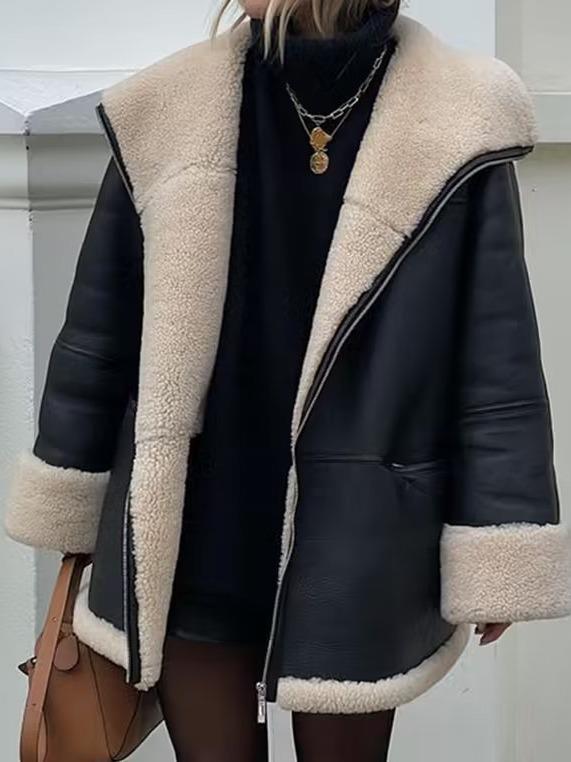 Faux fur jacket for women with full zip and comfortable pockets Lune London