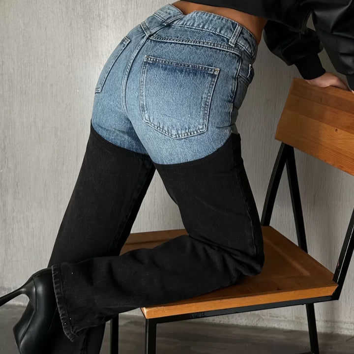 High-waisted jeans for women with contrasting stitching Lune London