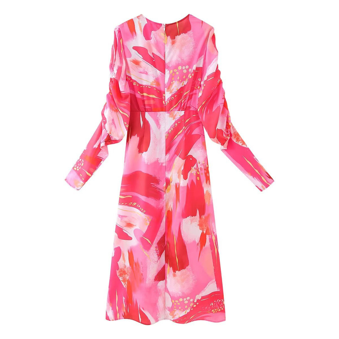 Wrap dress for women with voluminous sleeves and a chic elegant design