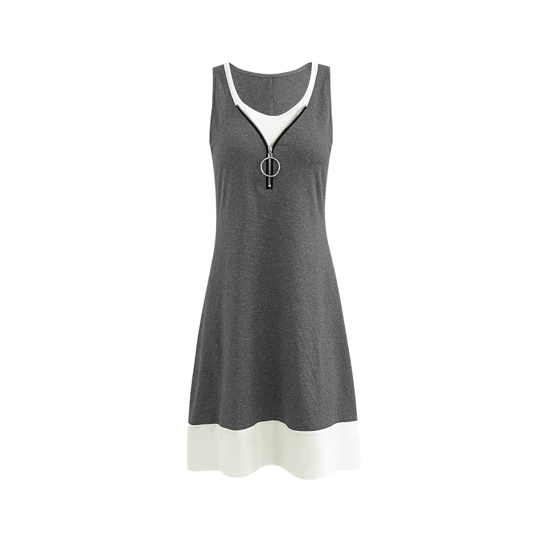 Sleeveless summer dress for ladies with stylish zipper and contrast details Lune London