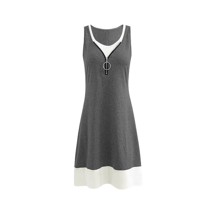 Sleeveless summer dress for ladies with stylish zipper and contrast details Lune London