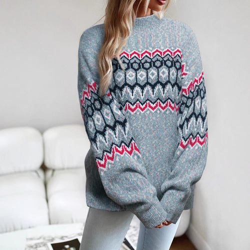 Knitted sweater for women with a modern geometric pattern and an oversized fit Lune London