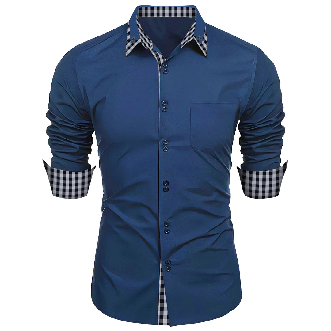 Premium long-sleeve shirt for men with contrasting button and cuff Lune London