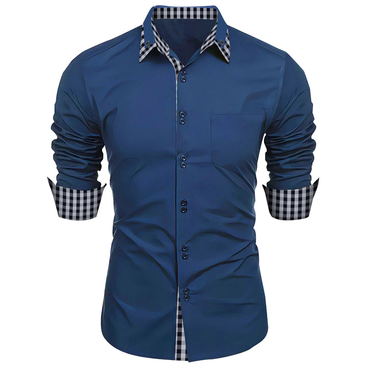 Premium long-sleeve shirt for men with contrasting button and cuff Lune London