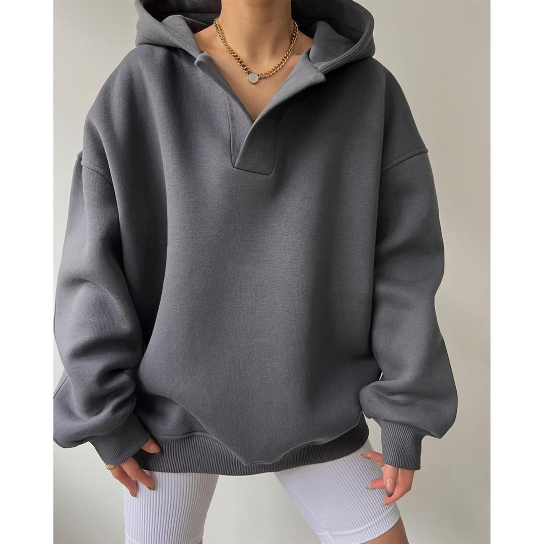 Ladies oversized hoodie with trendy collar Lune London