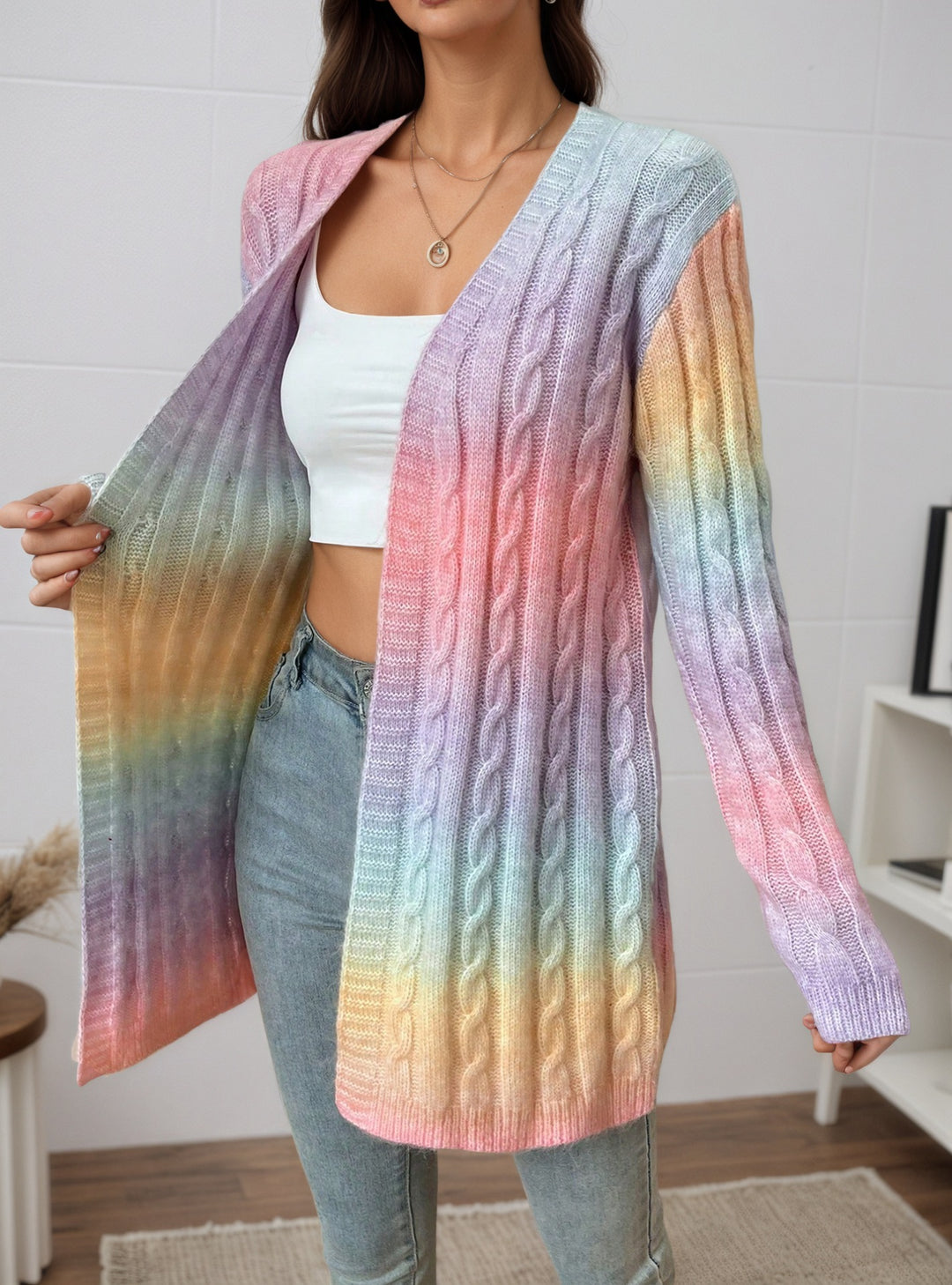 Cardigan in knit for women with a colorful gradient and a relaxed fit Lune London