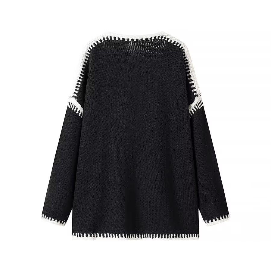 Cardigan ouvert pour femme avec coutures contrastées élégantes Chic & Stil