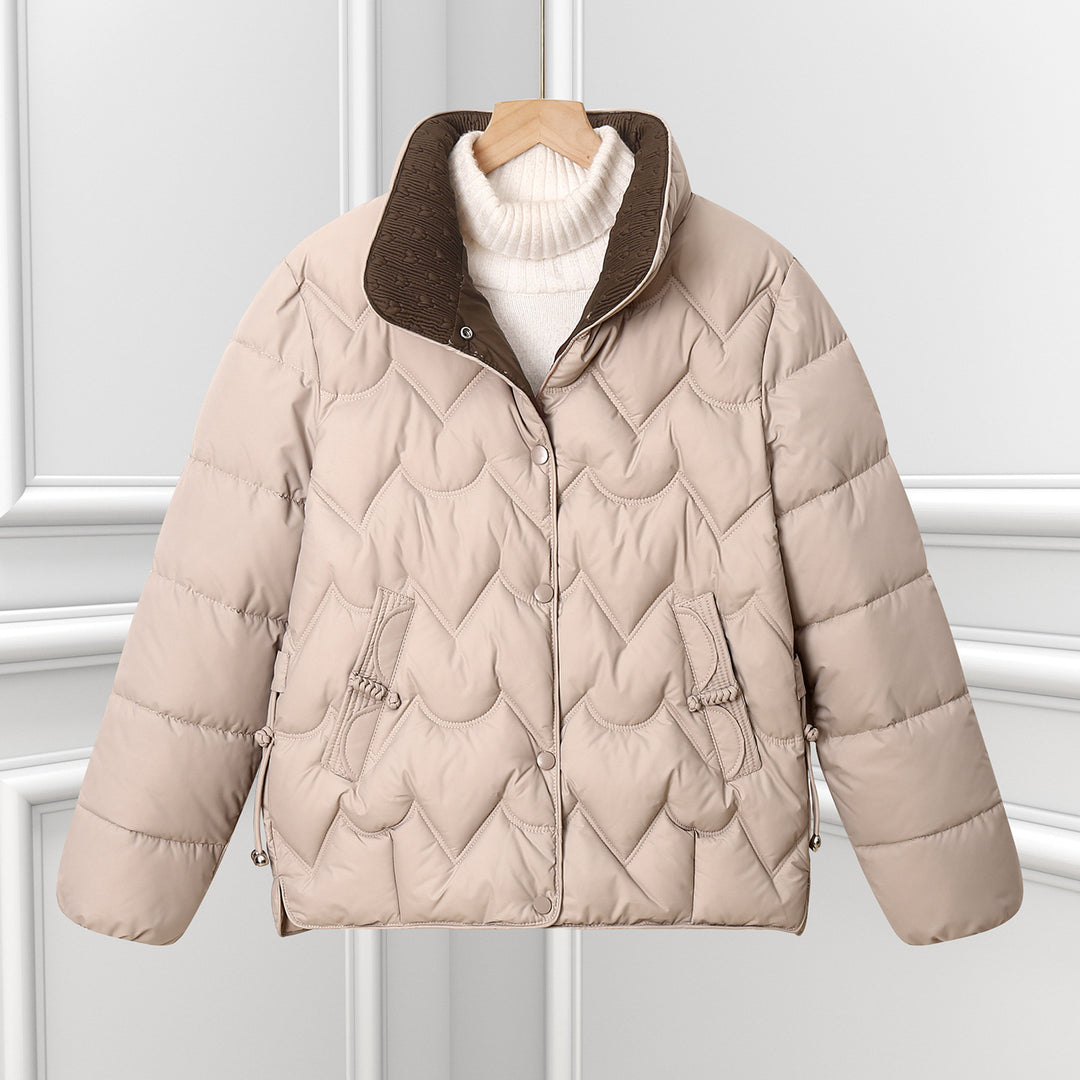 Ladies Comfortable Quilted Jacket with High Collar and Zipped Pockets Lune London
