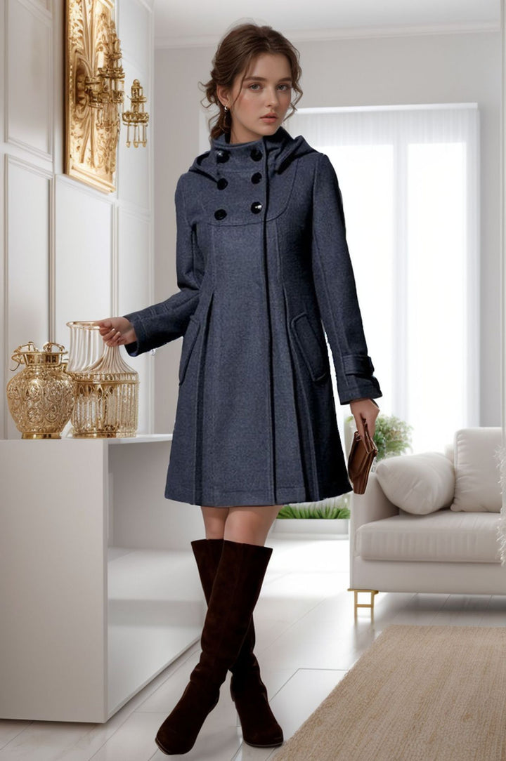 Fashion hoodie coat for women with button details and practical pockets Lune London