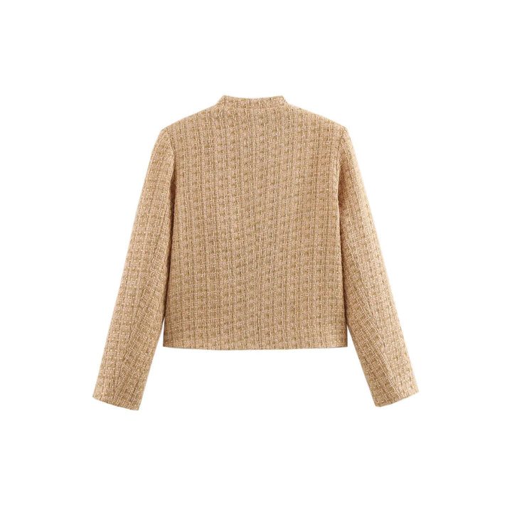 Ladies elegant boucle jacket with gold buttons and applied pockets Lune London
