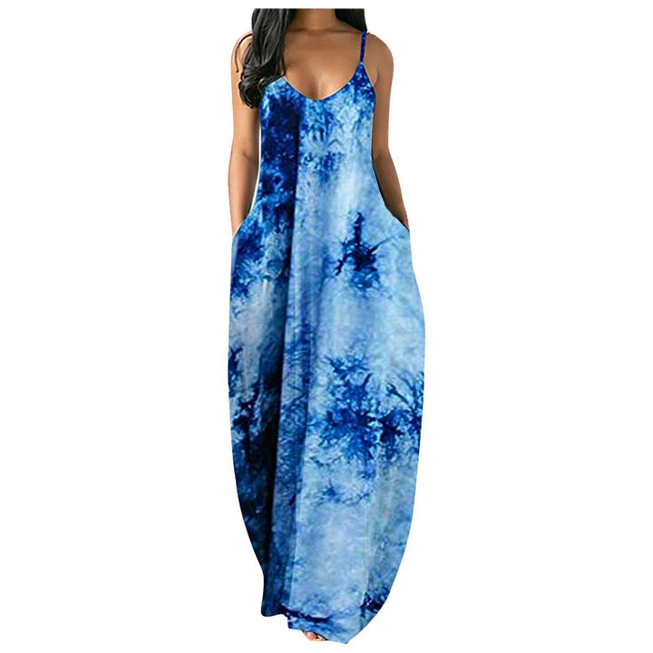 Lune London Women's Bohemian Tie-Dye Maxi Dress with Pockets