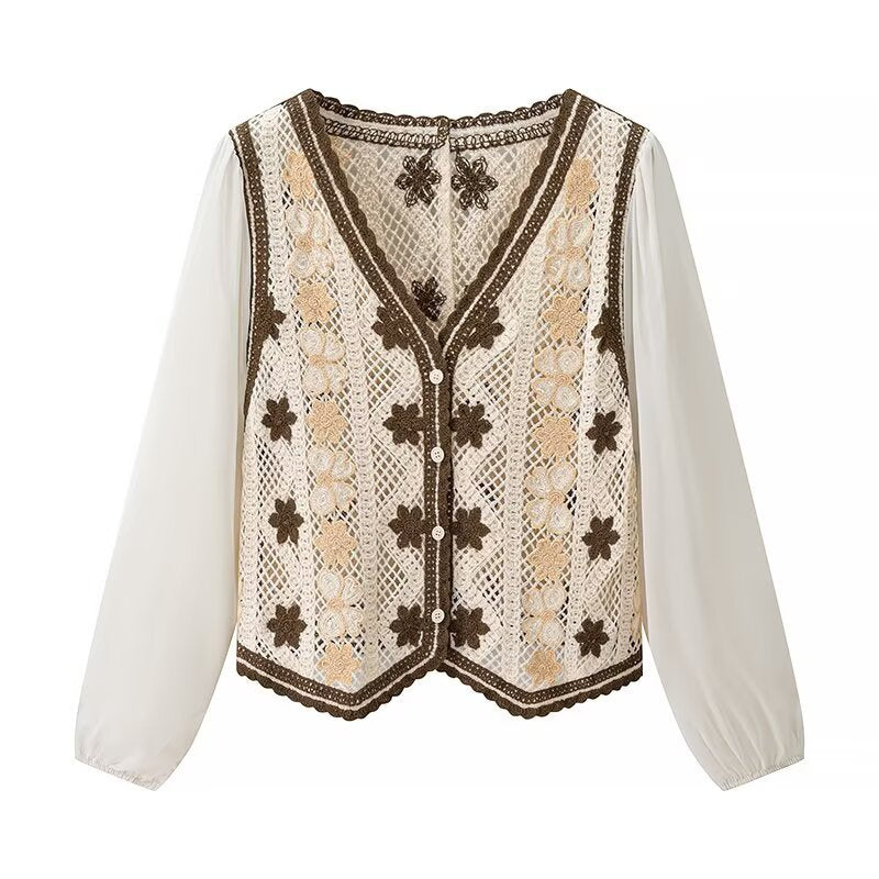 Blouse en dentelle pour femmes avec un élégant design floral Chic & Stil