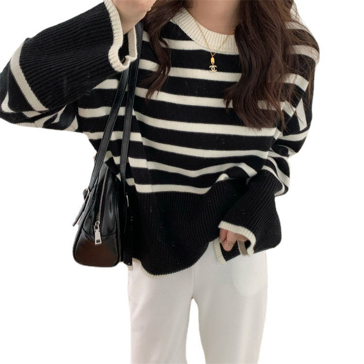Lune London Women's Striped Relaxed Fit Sweater