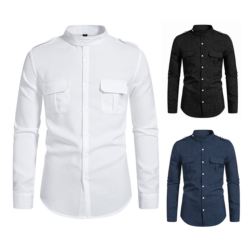 Elegant long-sleeved shirt for men with practical chest pockets Lune London