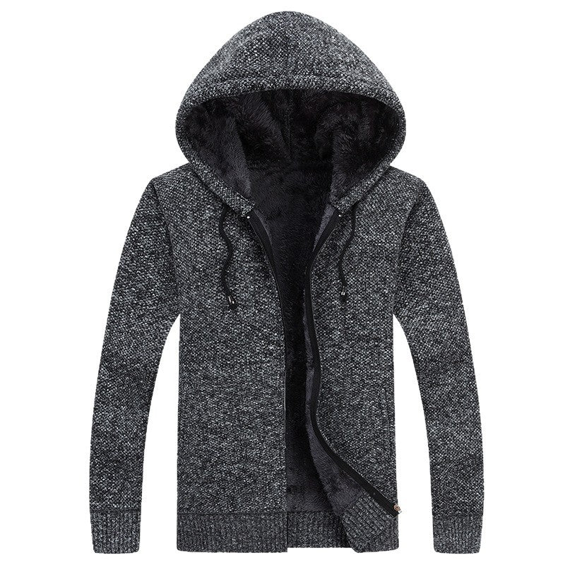 Comfortable fleece jacket for men with hood and soft inner lining Lune London