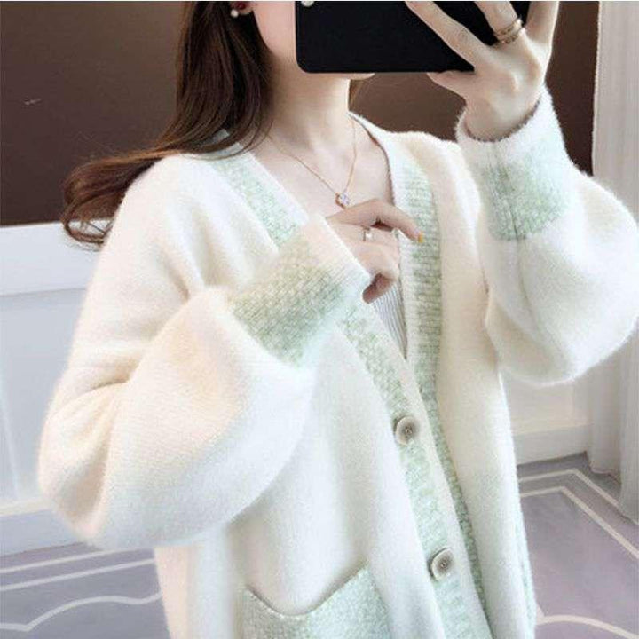 Ladies' knit jacket with trendy contrast details and deep pockets Lune London