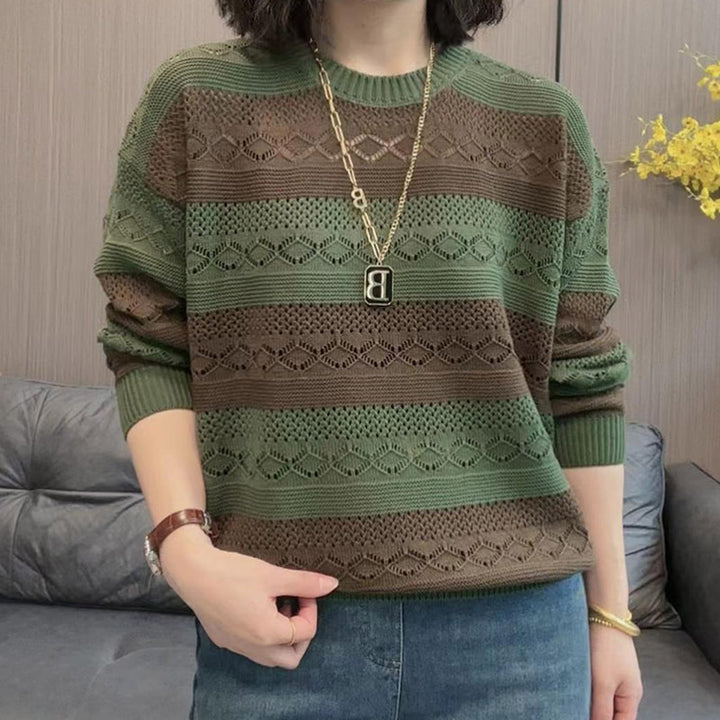 Pull en tricot pour femmes avec un motif ajouré à la mode et une coupe décontractée Lune London