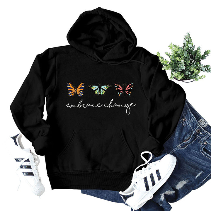 Sweat à capuche pour femmes avec motif de papillon inspirant et message motivant Chic & Stil