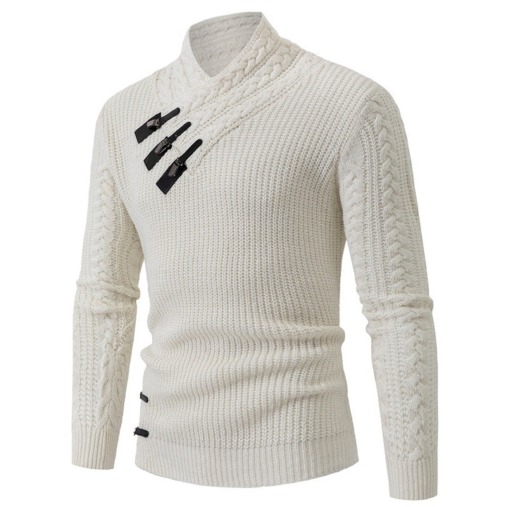 Men's knit sweater with elegant shawl collar and braids pattern Lune London