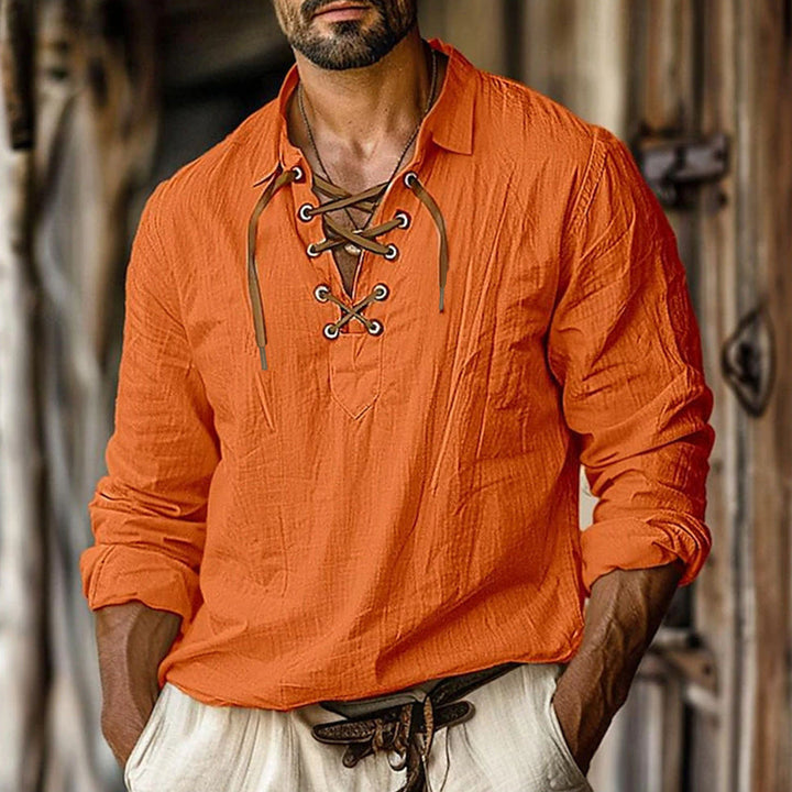 Men's Casual Long-Sleeve Shirt with Elegant Lacing Lune London