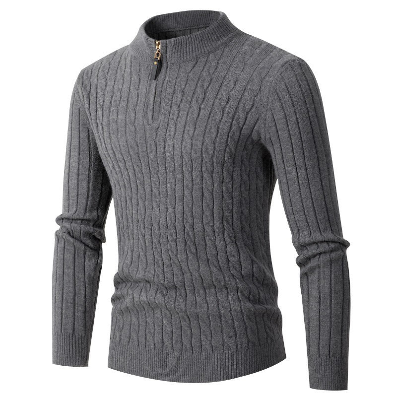 Men's Elegant Turtleneck Sweater with Modern Zip Closure and Ribbed Structure Lune London