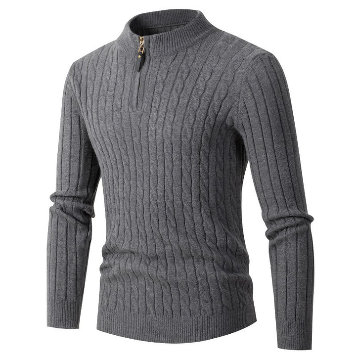 Men's Elegant Turtleneck Sweater with Modern Zip Closure and Ribbed Structure Lune London