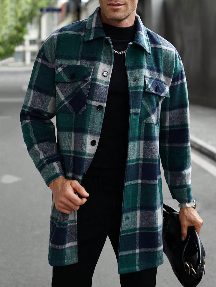 Flannel shirt jacket for men with a checked design and practical pockets Lune London