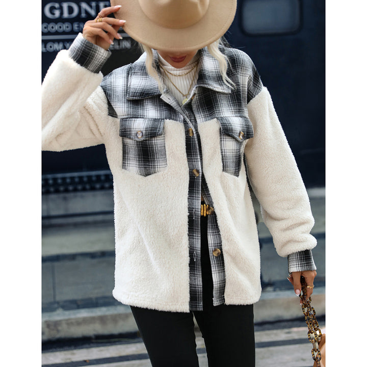 Lune London plaid pattern women's plush jacket with trendy cut