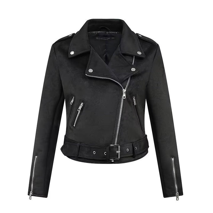 Stylish biker jacket for women with an elegant look in suede with practical pockets Lune London