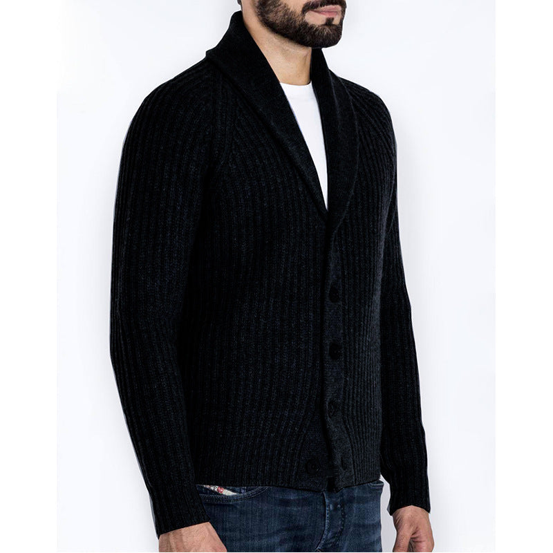 Modern shawl collar knitted jacket for men Lune London