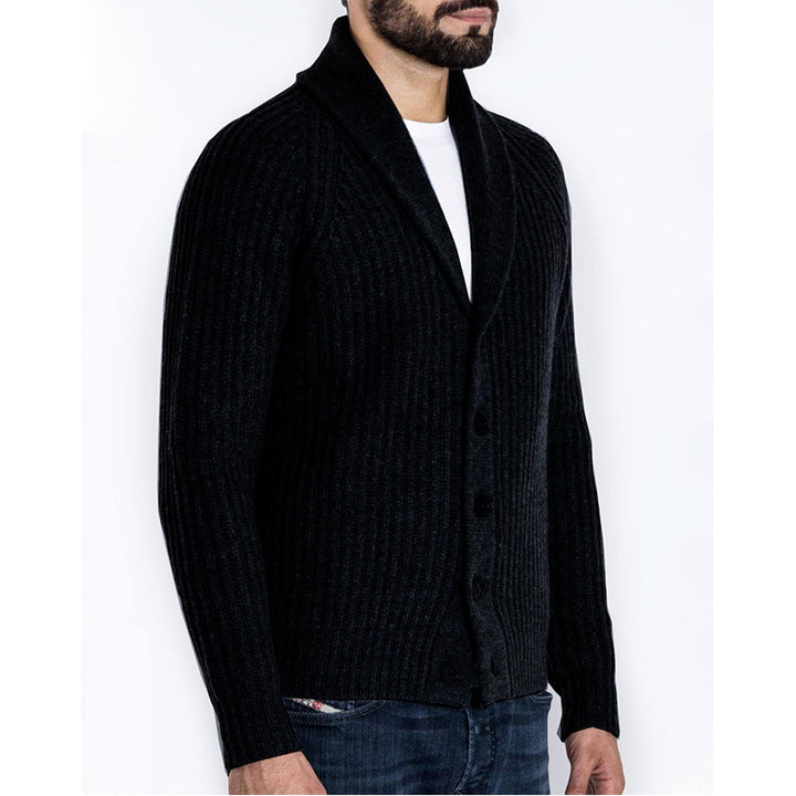 Modern shawl collar knitted jacket for men Lune London