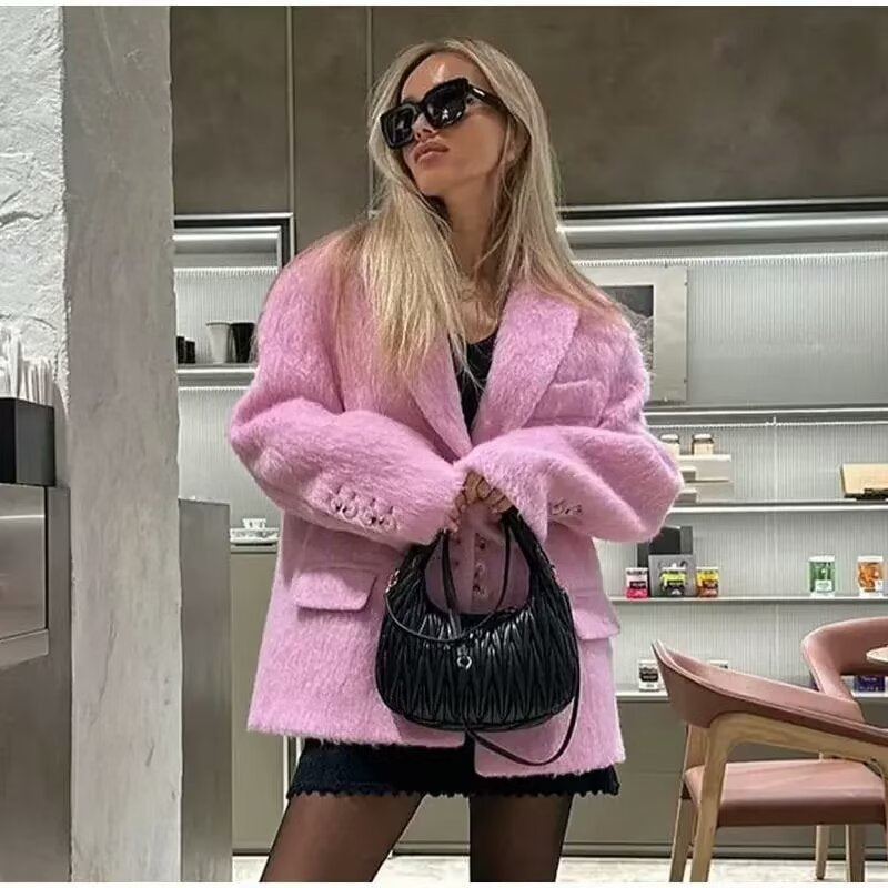 Blazer teddy féminin à la mode avec boutonnière élégante Chic & Stil