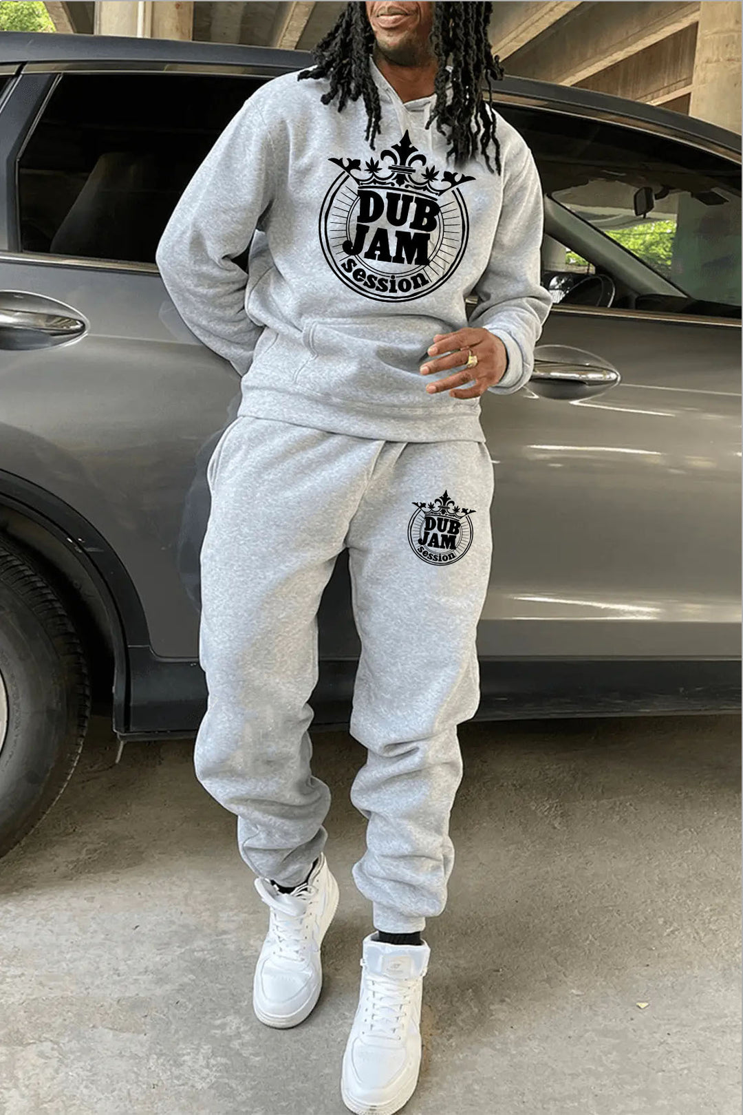 Men's hoodie and jogging pants set with elegant graphic print Lune London