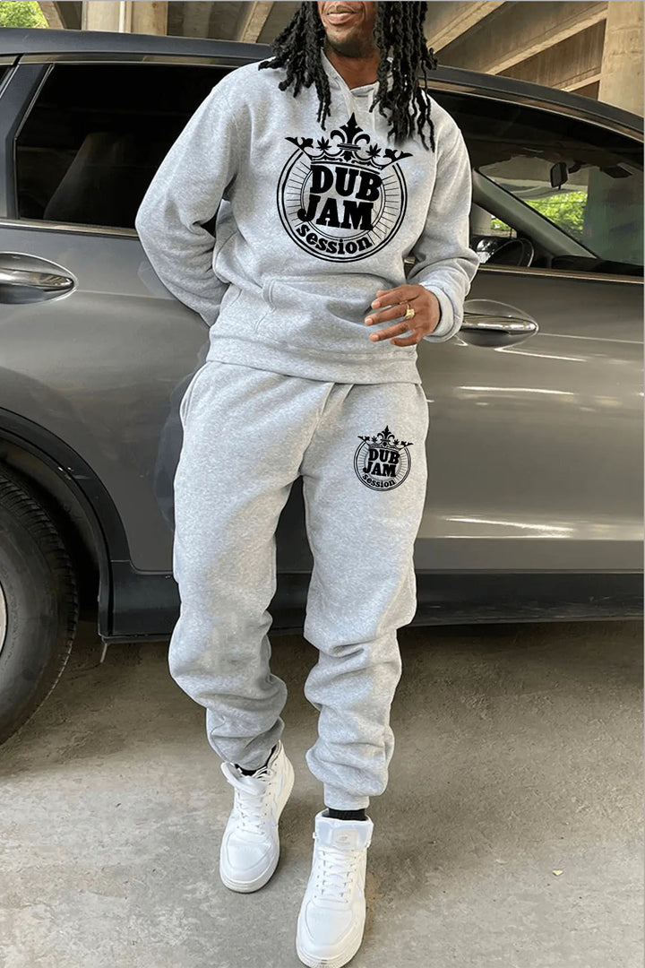 Men's hoodie and jogging pants set with elegant graphic print Lune London