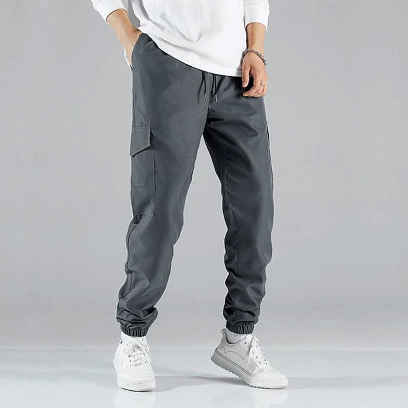 Men's Cargo Pants with Elastic Waistband and Multifunctional Pockets Lune London