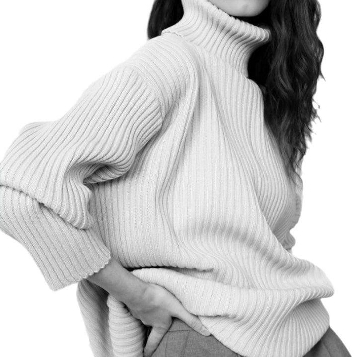 Knitted set for women with a high collar and soft ribbed design Lune London