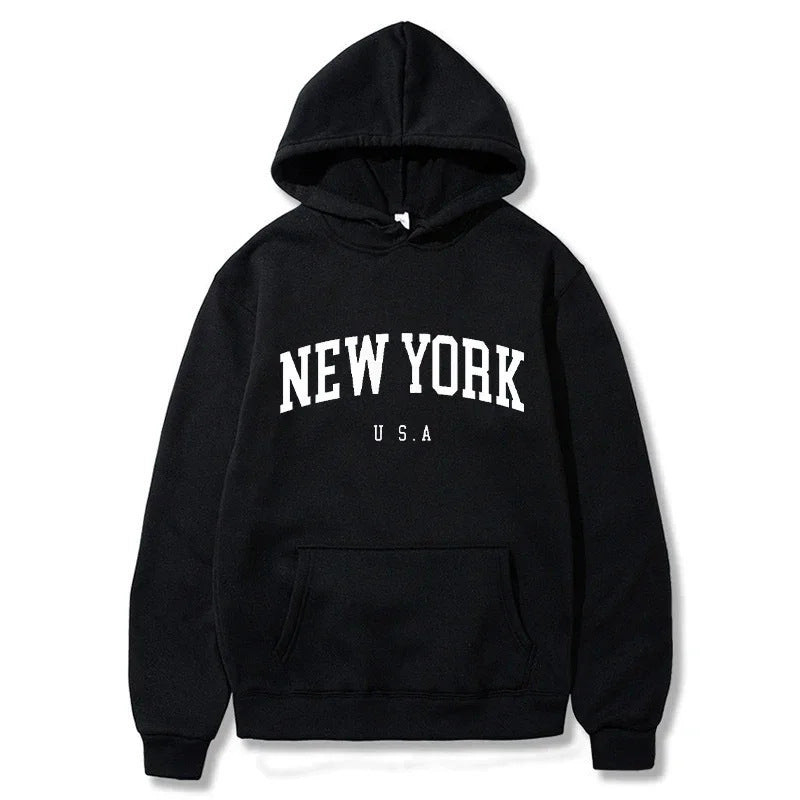 Women's hoodie with fashionable New York print and comfortable fit Lune London