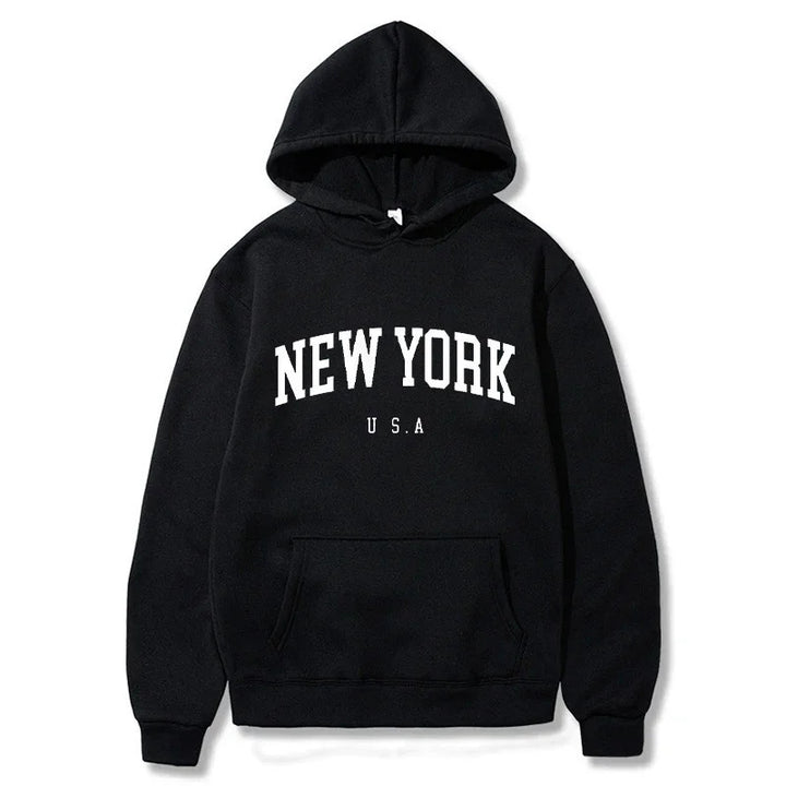 Women's hoodie with fashionable New York print and comfortable fit Lune London