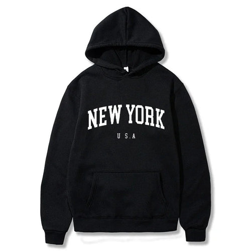 Women's hoodie with fashionable New York print and comfortable fit Lune London