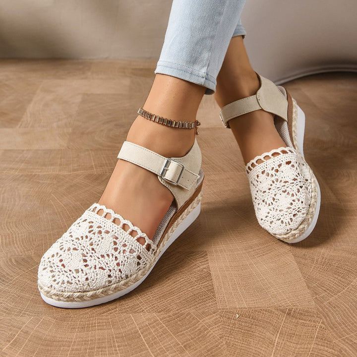 Wedge sandals for women with a sturdy strap design and a breathable material upper Lune London