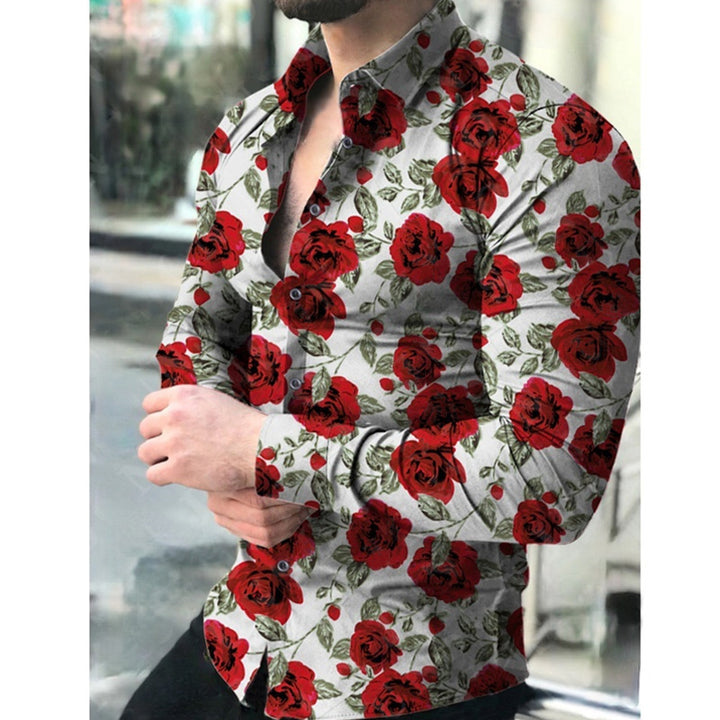 Men's long sleeve shirt with chic butterfly floral design
