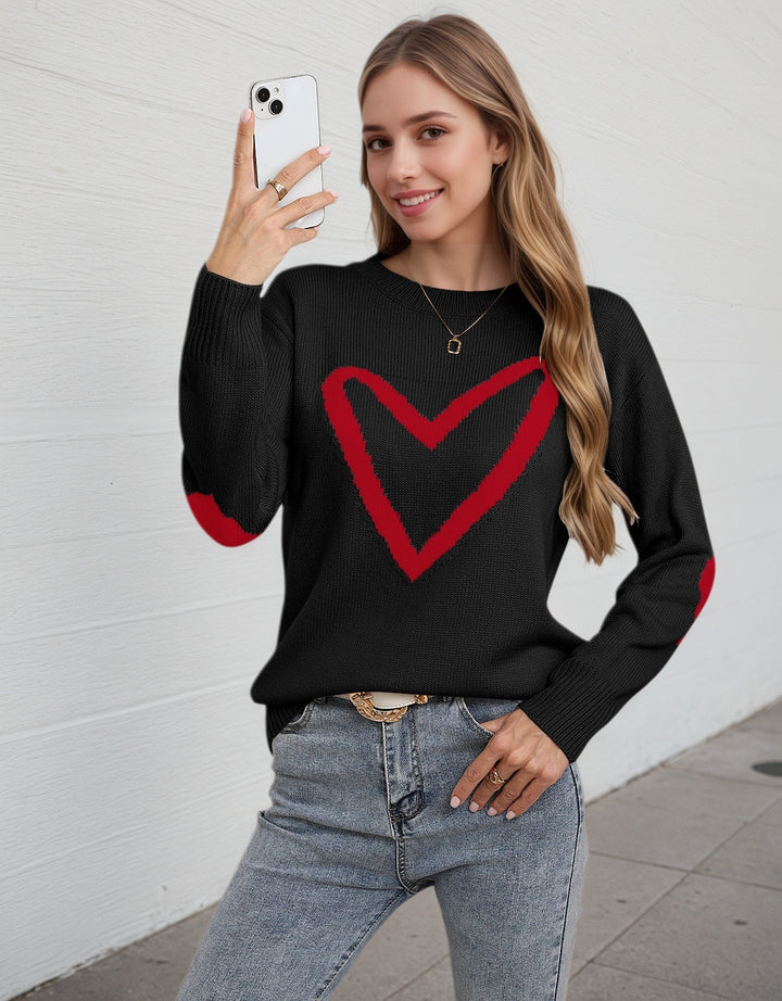 Pull en tricot pour femmes avec motif en cœur et coupe décontractée Chic & Stil