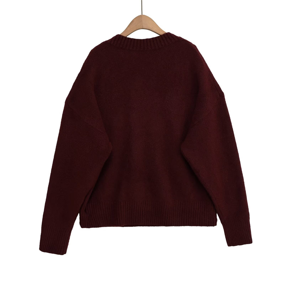 Ladies V-neck Chic Knit Sweater