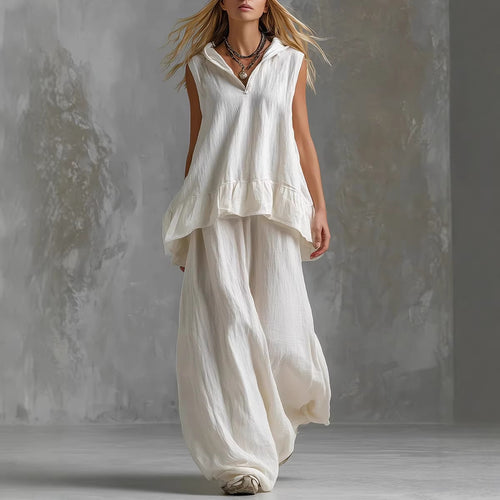Women's Casual Long Sleeve Blouse with Ruffles and Hood Lune London
