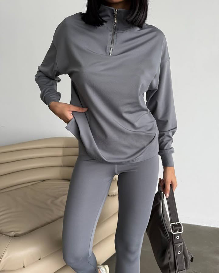 Ladies sporty hoodie with high collar Lune London