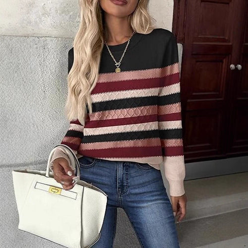Fashionable structured sweater for women with contrasting color blocks Lune London