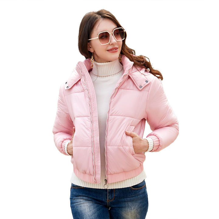 Shiny quilted jacket for women with removable hood Lune London