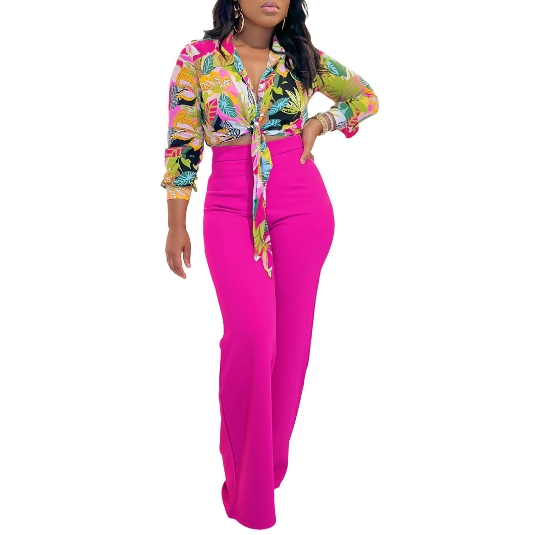 Women's jumpsuit with floral top and wide legs Lune London